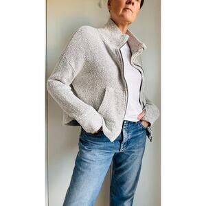 Sweaty Betty Women's Sz. L Restful Boucle Zip Through Jacket in Grey Activewear